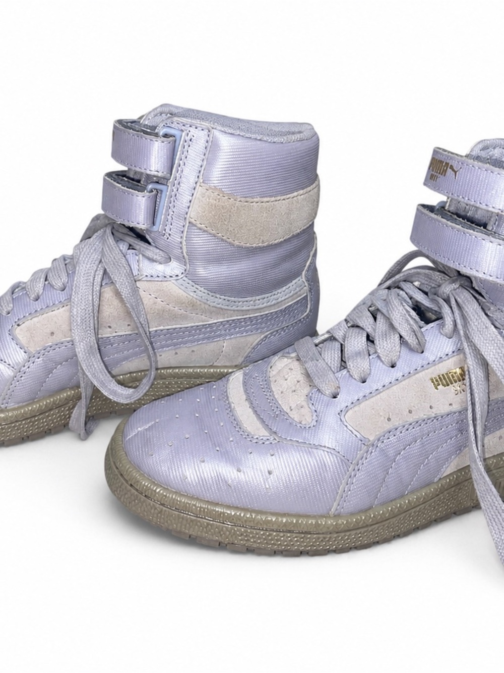 Puma Kids Lavender High-Top Sneakers with Cream Accents